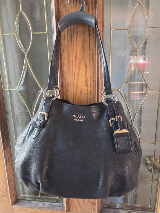 Prada Handbags - Prada Milano Sacca 2 Manici Cervo Leather Shoulder Bag